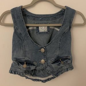 justice girls denim jean button up cropped vest